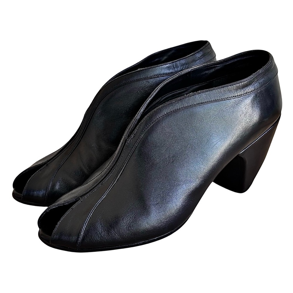 MARC JACOBS Black Leather Peep Toe Booties - Picture 3 of 14